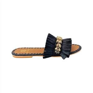 NEW DE SIENA women's semira raffia sandal in black